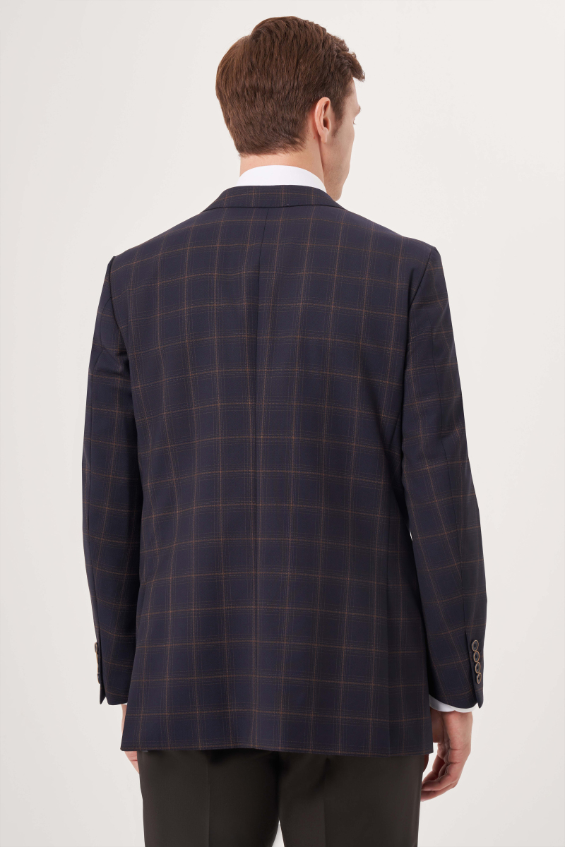 Comfort Fit Mono Yaka Lacivert Yün Erkek Ceket (1)