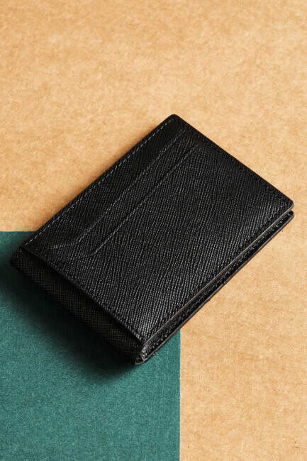 Desenli Deri Siyah Erkek Kartvizit - 1