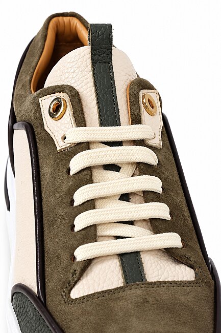 Haki Bej Süet Detaylı Bağcıklı Erkek Sneaker Ayakkabı (2)