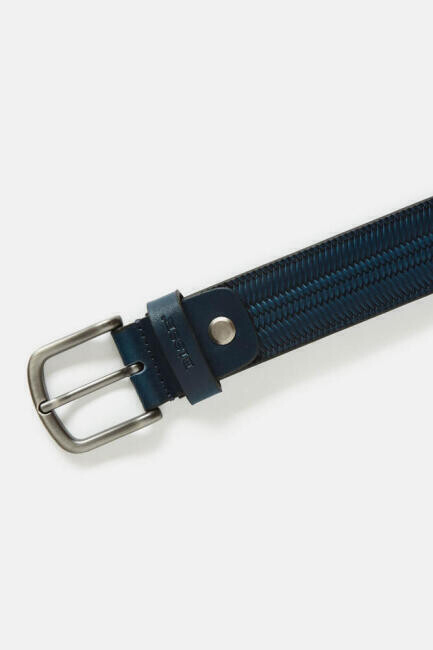 Desenli Baskılı Deri Lacivert Erkek Kemer - 2