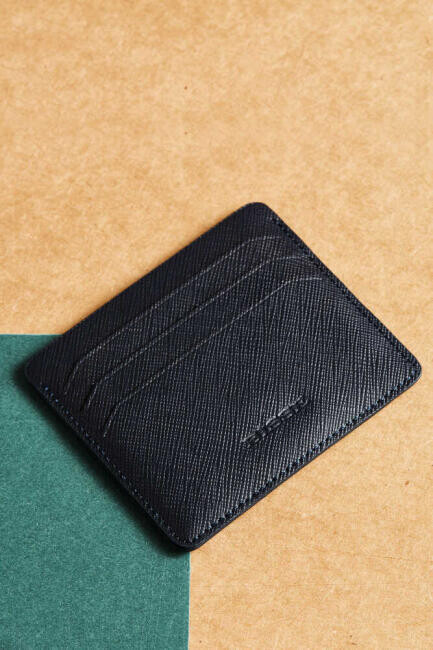 Desenli Deri Lacivert Erkek Kartvizit Lacivert