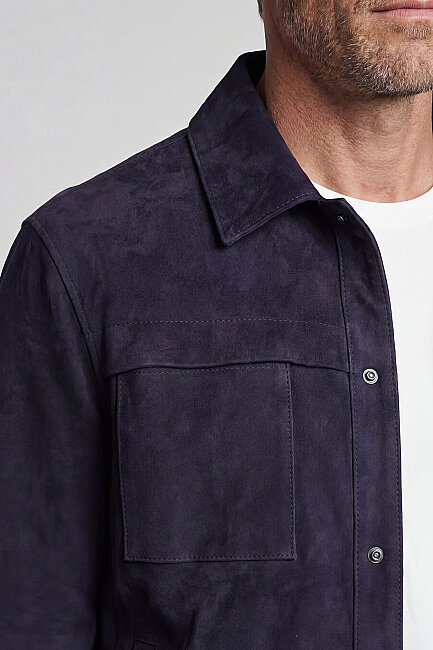 GÖMLEK YAKA SÜET DERİ MONT Lacivert - 2