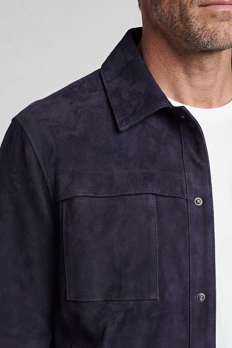 GÖMLEK YAKA SÜET DERİ MONT Lacivert - 2