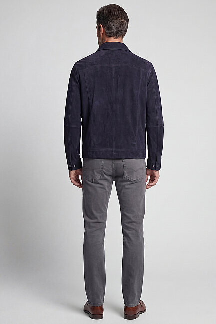 GÖMLEK YAKA SÜET DERİ MONT Lacivert - 3