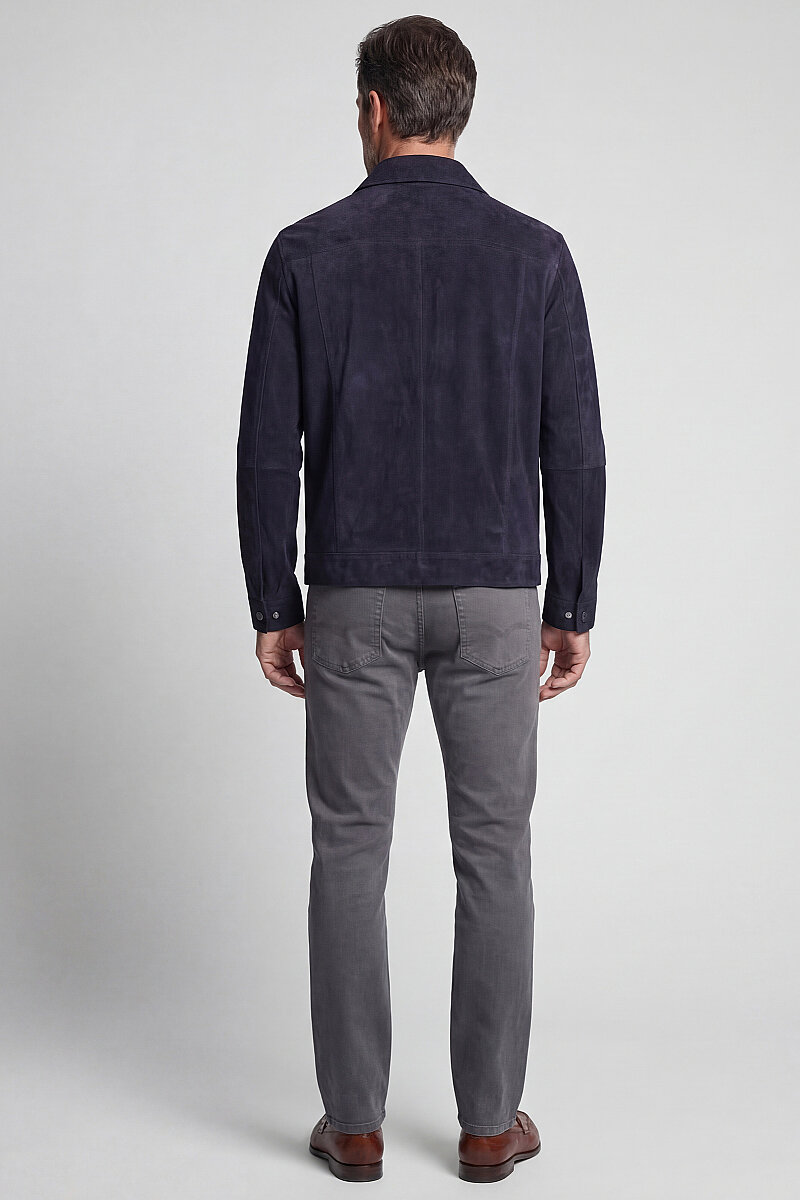 GÖMLEK YAKA SÜET DERİ MONT Lacivert - 3