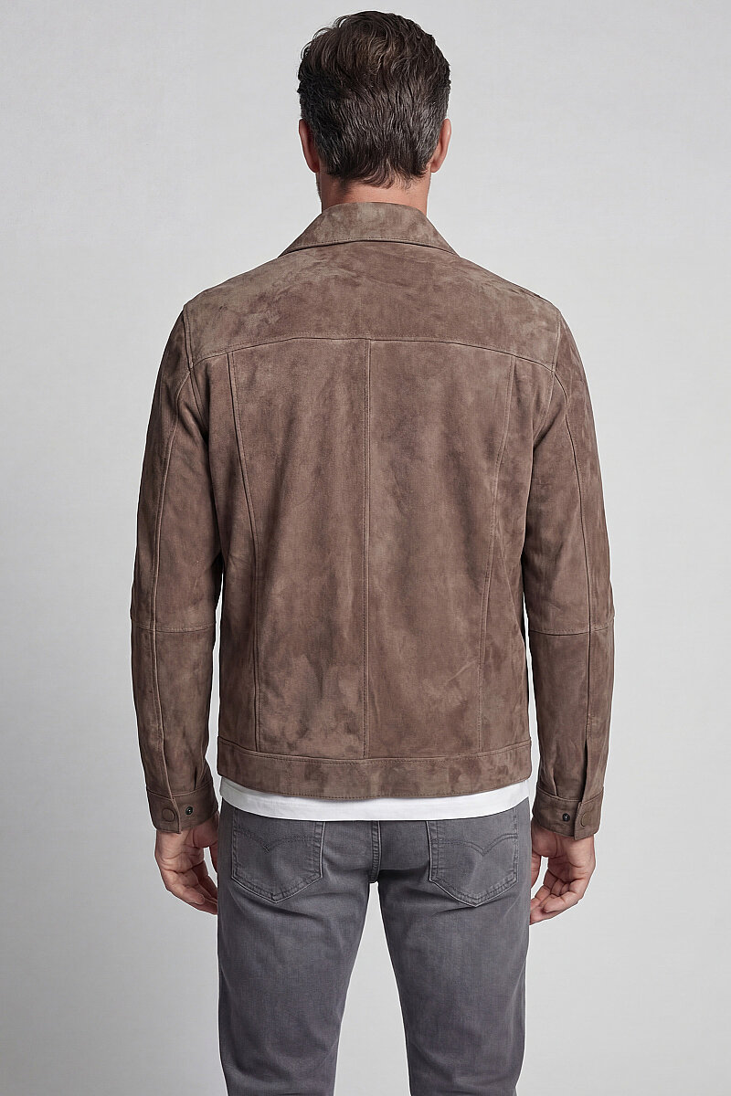 GÖMLEK YAKA SÜET DERİ MONT Vizon - 2