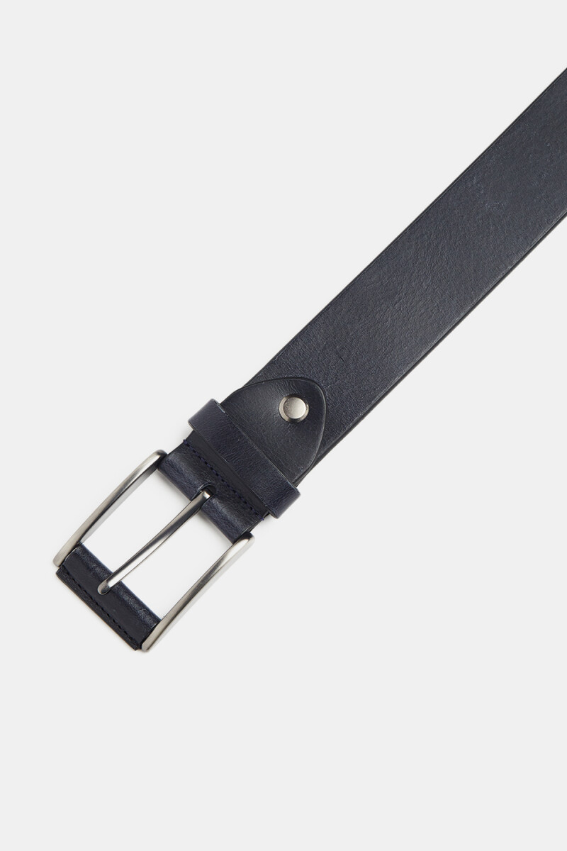 Düz Spor Deri Lacivert Erkek Kemer - 2