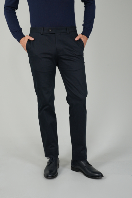 Erkek 4 Cepli Pamuk Lacivert Pantolon - 1