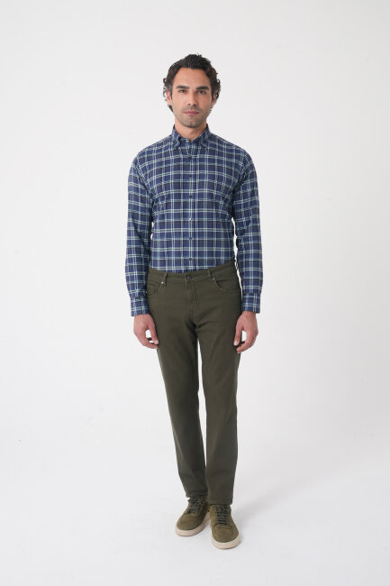 Erkek 5 Cepli Pamuk Haki Pantolon