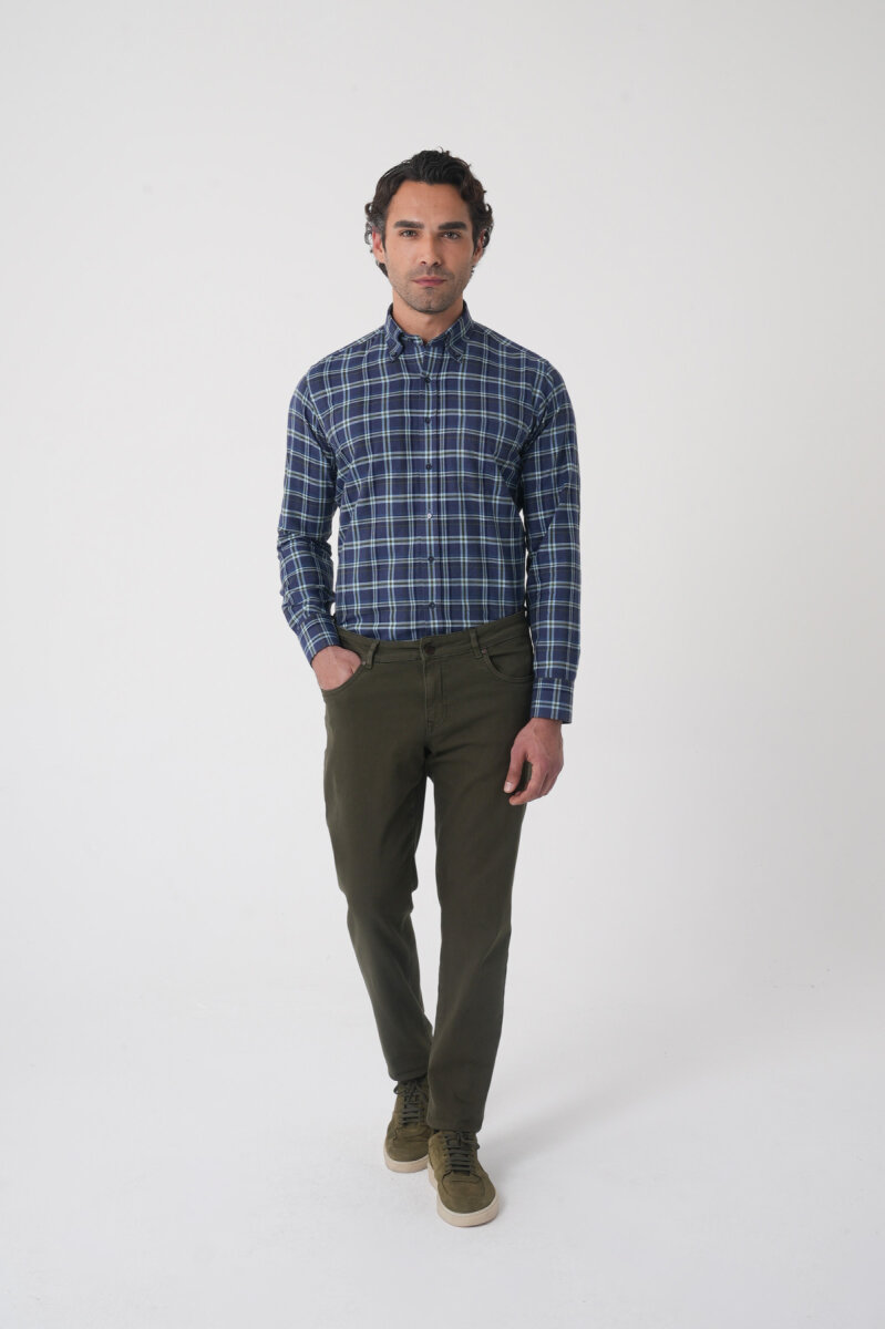 Erkek 5 Cepli Pamuk Haki Pantolon - 4