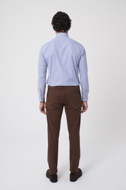 Erkek 5 Cepli Pamuk Kahverengi Pantolon - 4