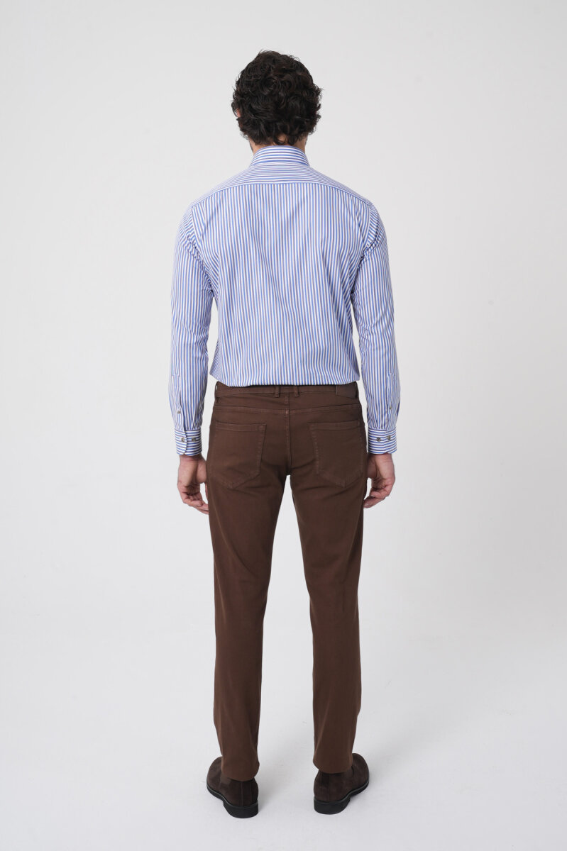 Erkek 5 Cepli Pamuk Kahverengi Pantolon - 4