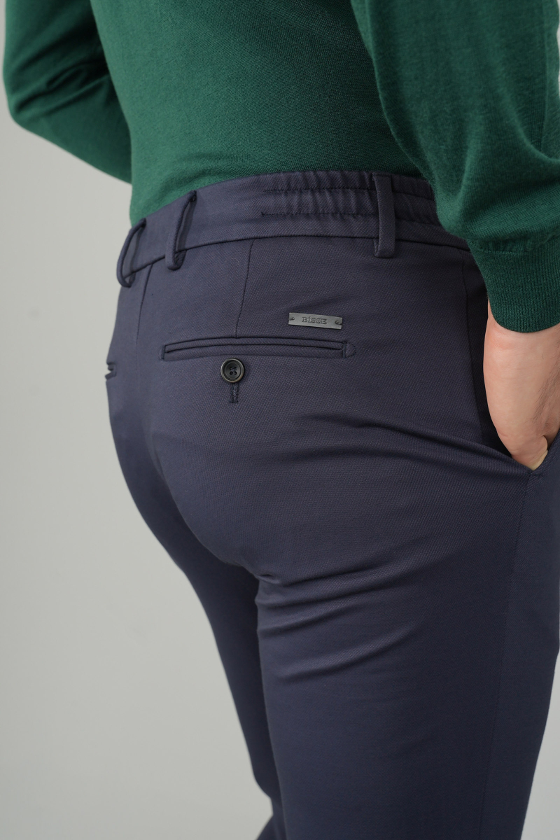 Erkek 5 Cepli Pamuk Lacivert Pantolon - 4