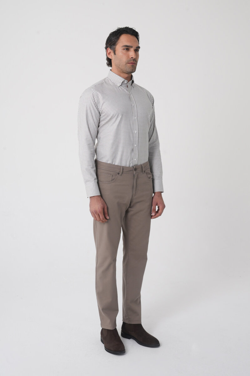 Erkek 5 Cepli Spor Pamuk Bej Pantolon - 3