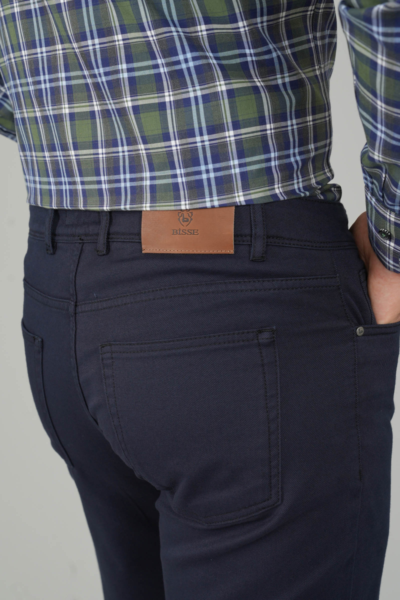 Erkek 5 Cepli Spor Pamuk Lacivert Pantolon - 4