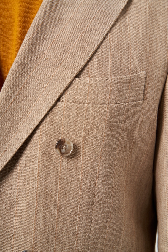 Erkek 6 Drop Kruvaze Pamuk Keten Ceket - 3