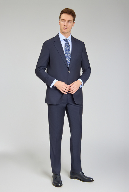 Erkek 6 Drop Mono Yaka Çift Yırtmaçlı Takım Elbise Lacivert (1)