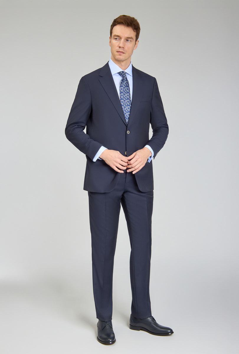 Erkek 6 Drop Mono Yaka Çift Yırtmaçlı Takım Elbise Lacivert - 2