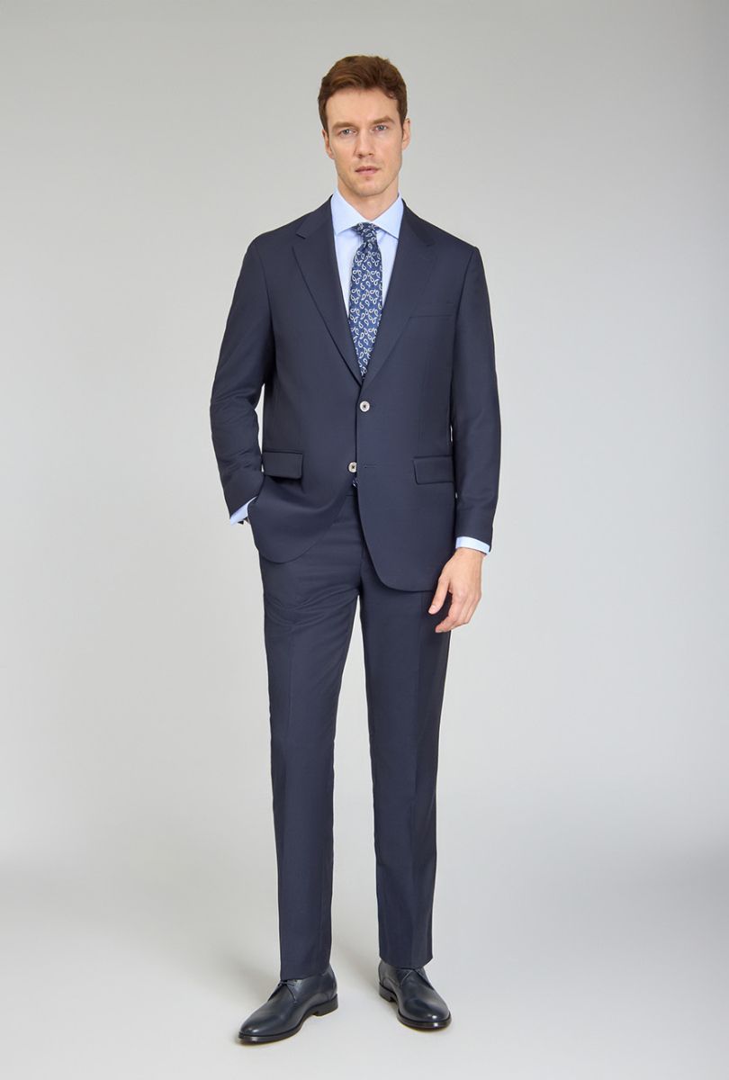 Erkek 6 Drop Mono Yaka Çift Yırtmaçlı Takım Elbise Lacivert - 3