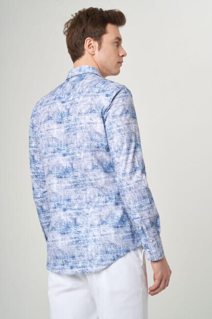 Slim Fit Blue Sport Men's Shirt (1)