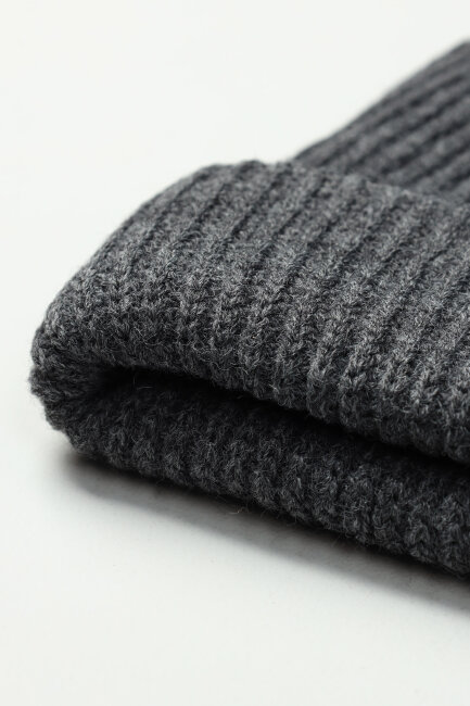 Erkek Antrasit Düz Bere Atkı Seti - 5