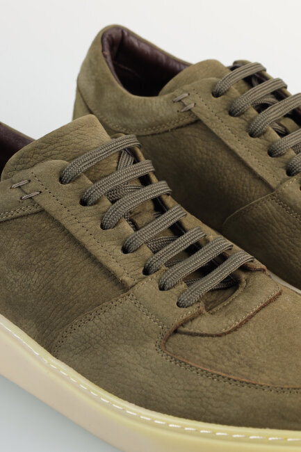 Erkek Bağcıklı Gerçek Deri Haki Ayakkabı - 2