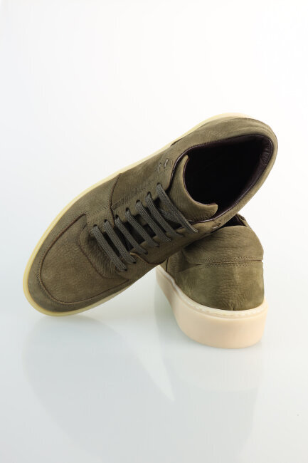 Erkek Bağcıklı Gerçek Deri Haki Ayakkabı - 4