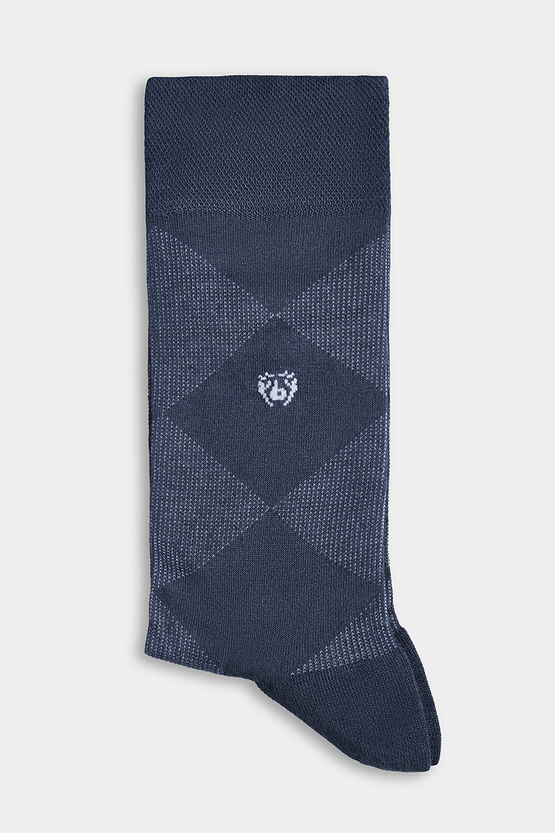 Erkek Baklava Desenli Bambu Dikişsiz Uzun Soket Çorap Antrasit Gri - 1