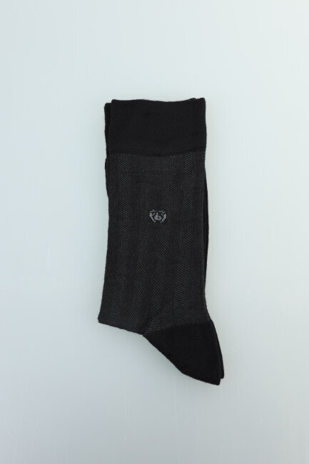 Erkek Bambu Antrasit Desenli Siyah Uzun Çorap - 1