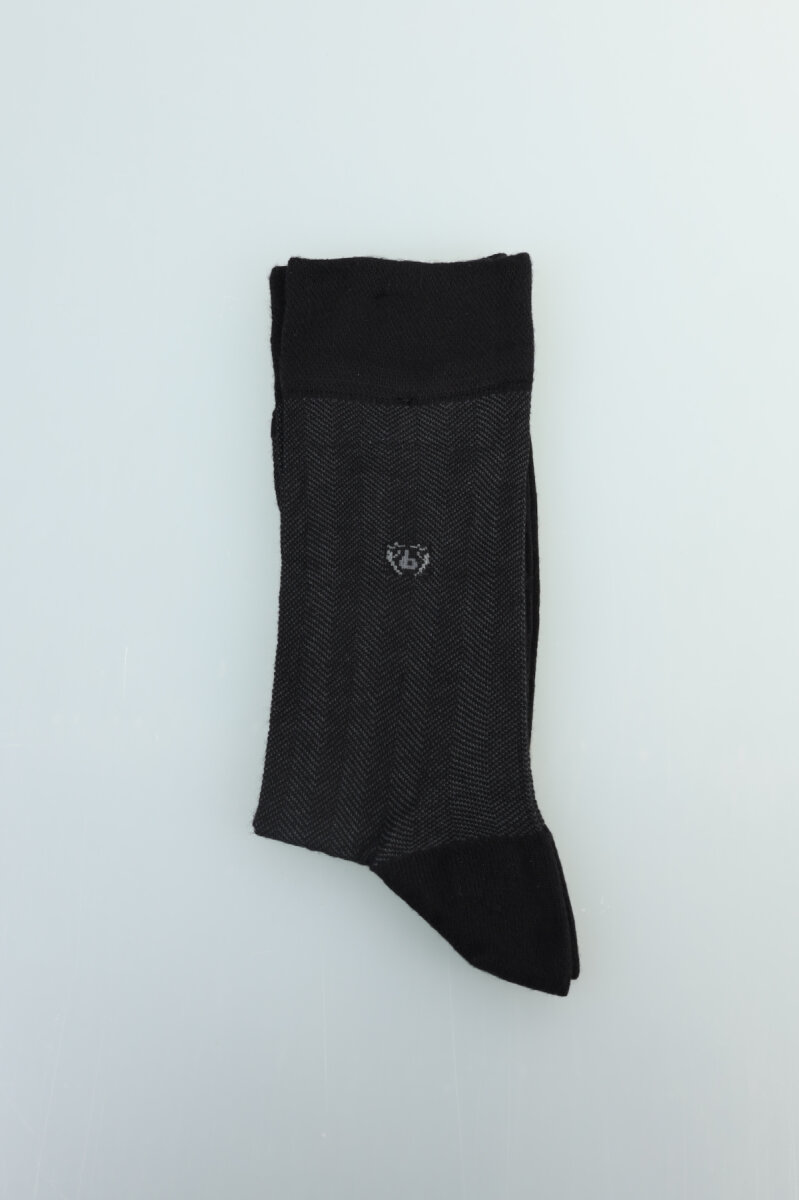 Erkek Bambu Antrasit Desenli Siyah Uzun Çorap - 1