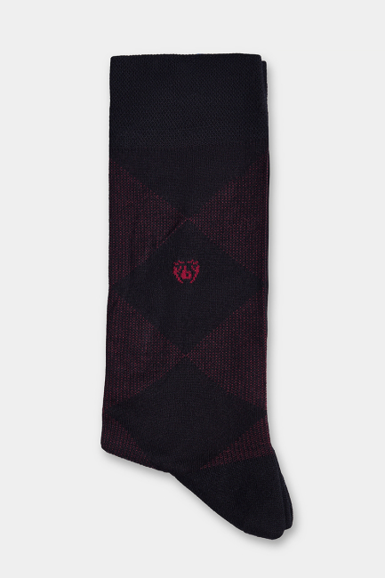 Erkek Bambu Bordo Desenli Siyah Soket Çorap