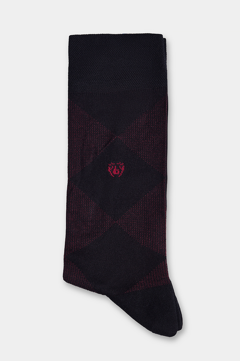 Erkek Bambu Bordo Desenli Siyah Soket Çorap - 1