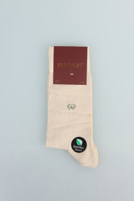 Erkek Bambu Dikişsiz Uzun Çorap Bej - 1