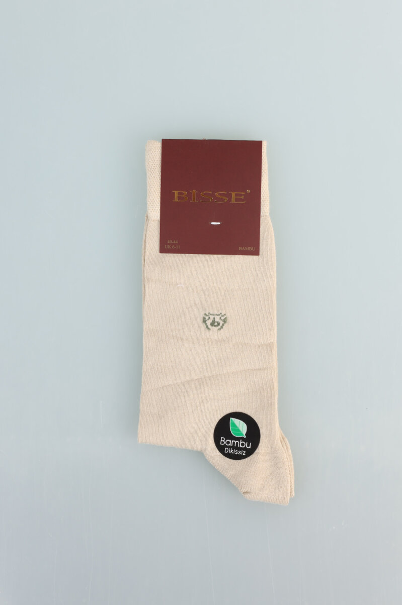 Erkek Bambu Dikişsiz Uzun Çorap Bej - 1