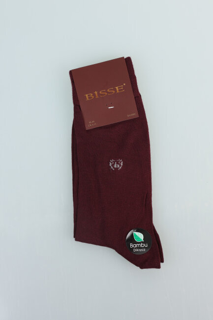 Erkek Bambu Dikişsiz Uzun Çorap Bordo 