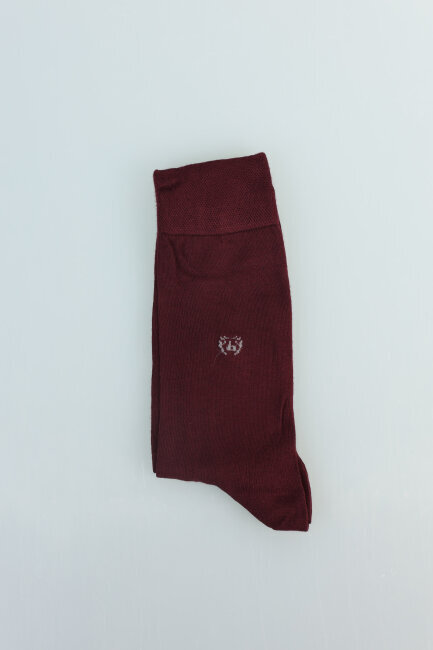 Erkek Bambu Dikişsiz Uzun Çorap Bordo - 2