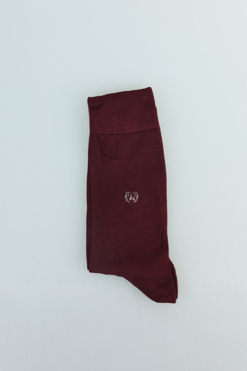 Erkek Bambu Dikişsiz Uzun Çorap Bordo - 2