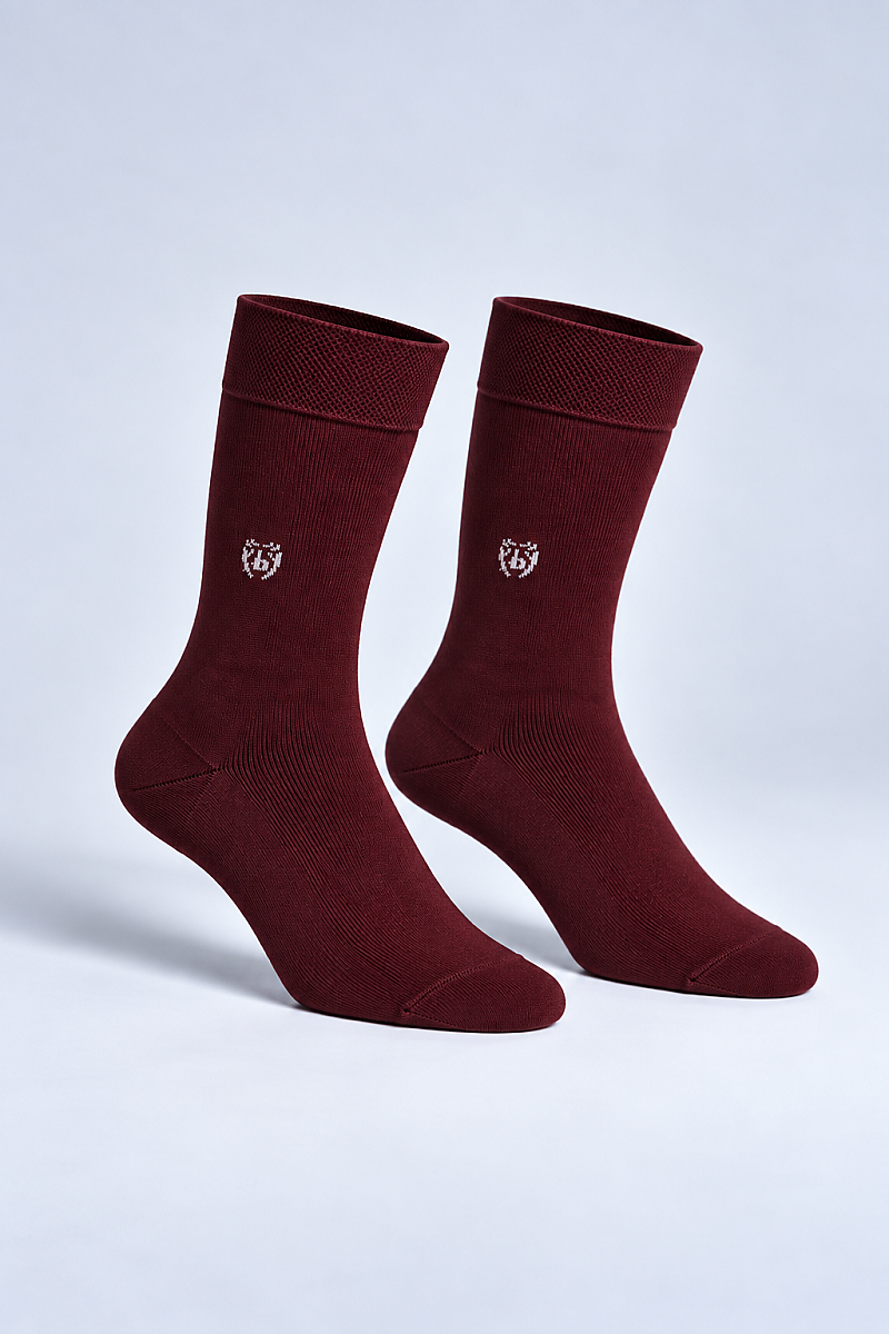 Bordo Bambu Dikişsiz Uzun Çorap