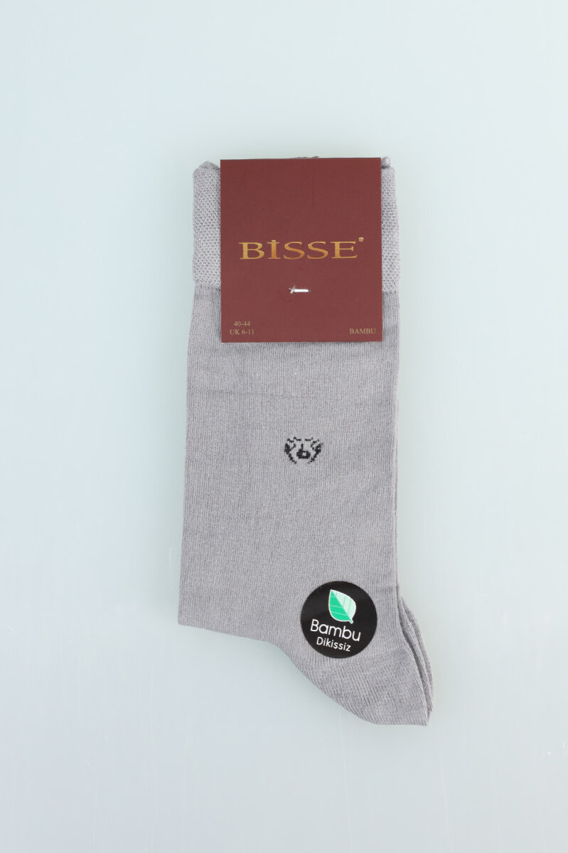 Erkek Bambu Dikişsiz Uzun Çorap Gri - 1