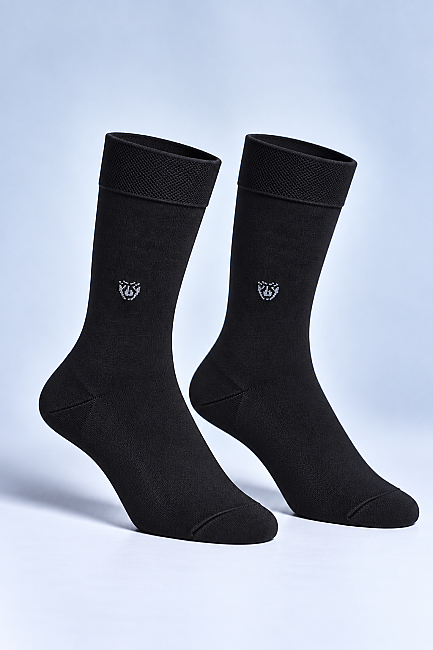 Siyah Polyester Bambu Uzun Soket Çorap