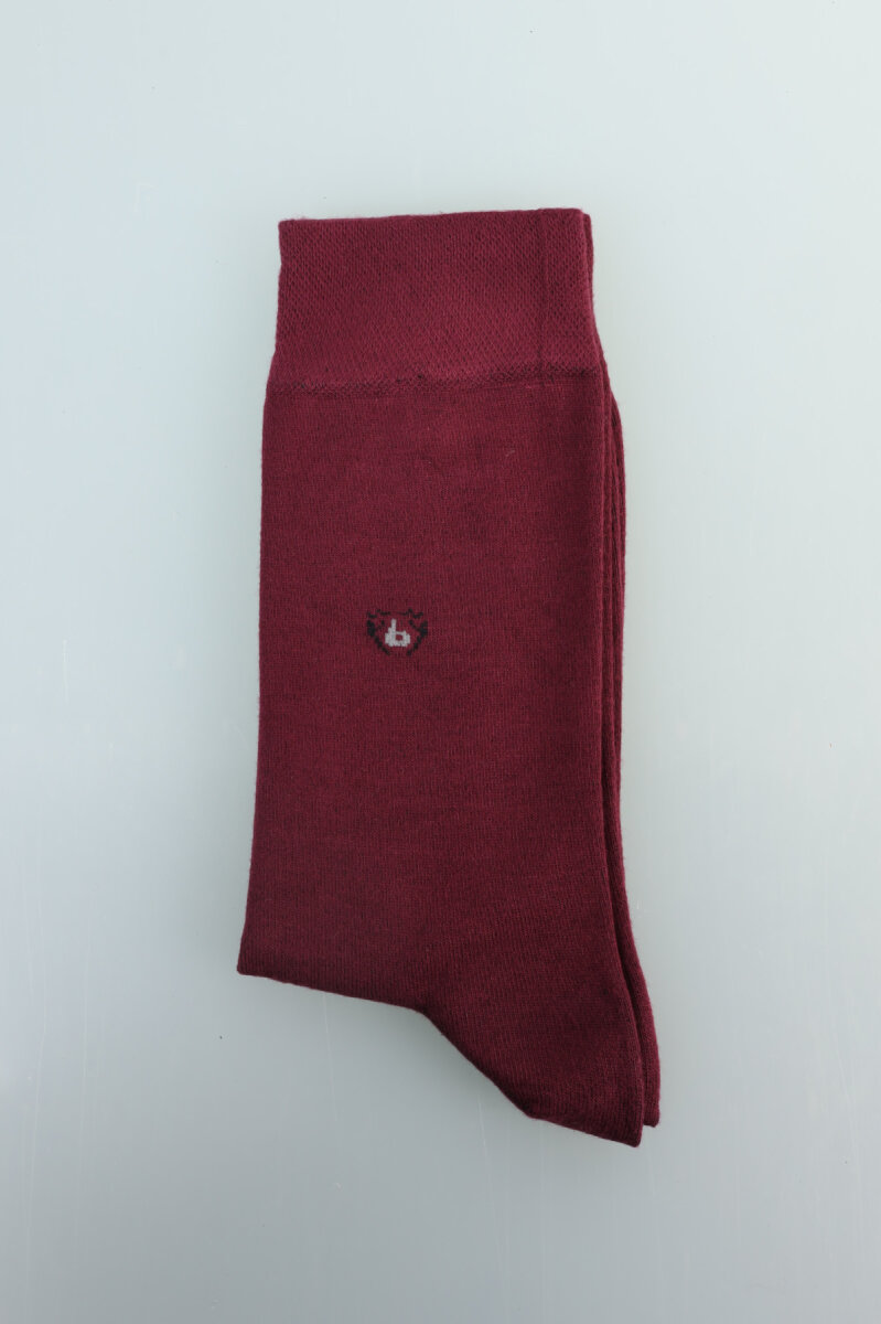 Erkek Bambu Düz Soket Uzun Çorap Bordo - 1