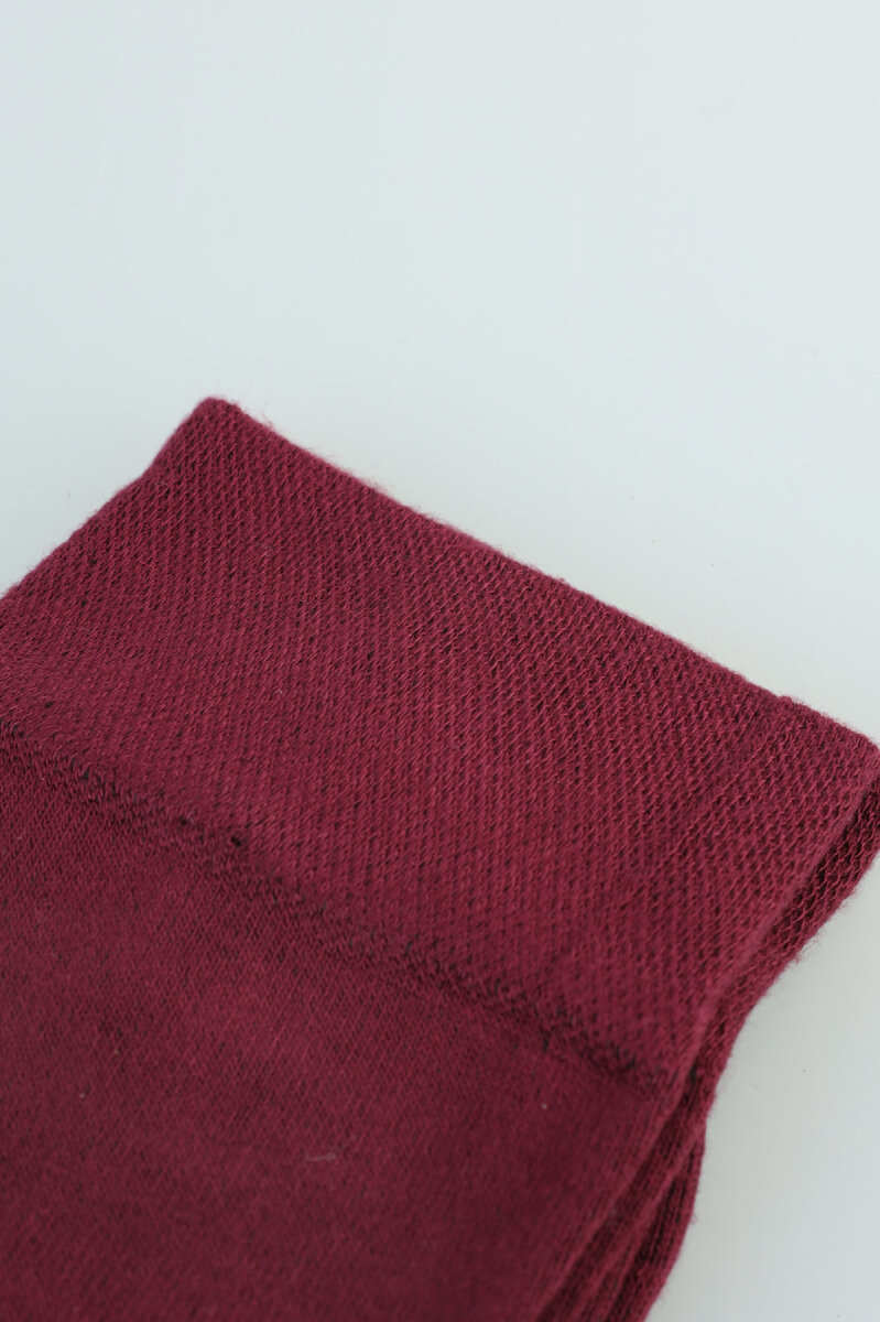 Erkek Bambu Düz Soket Uzun Çorap Bordo - 3