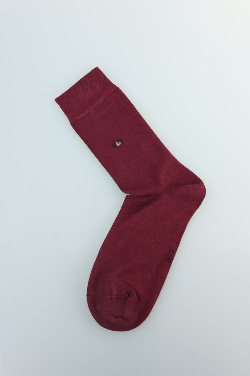 Erkek Bambu Düz Soket Uzun Çorap Bordo - 4
