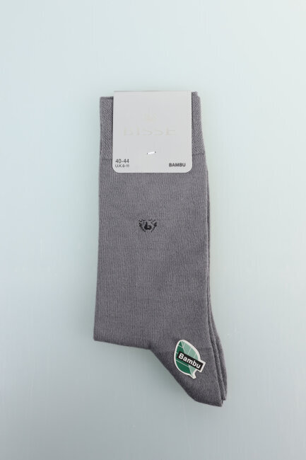 Erkek Bambu Düz Soket Uzun Çorap Gri - 1