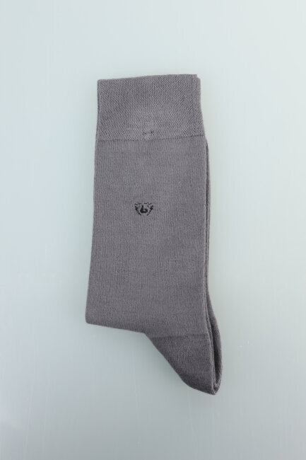 Erkek Bambu Düz Soket Uzun Çorap Gri - 2