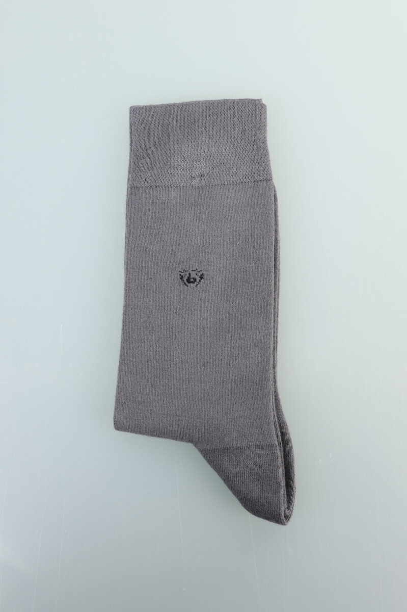 Erkek Bambu Düz Soket Uzun Çorap Gri - 2