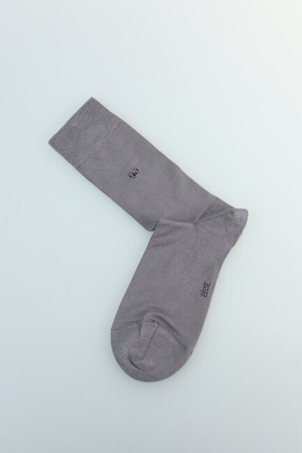 Erkek Bambu Düz Soket Uzun Çorap Gri - 5