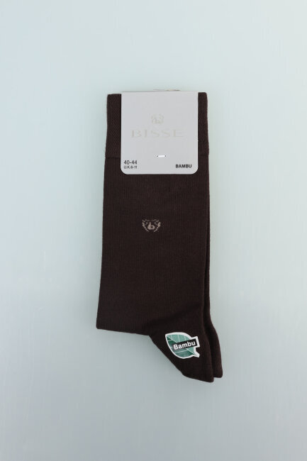 Erkek Bambu Düz Soket Uzun Çorap Kahve 