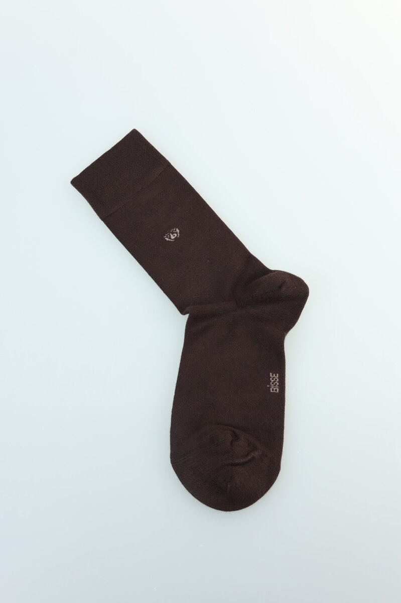 Erkek Bambu Düz Soket Uzun Çorap Kahve - 5