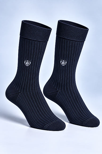 Siyah Polyester Desenli Bambu Uzun Çorap (0)